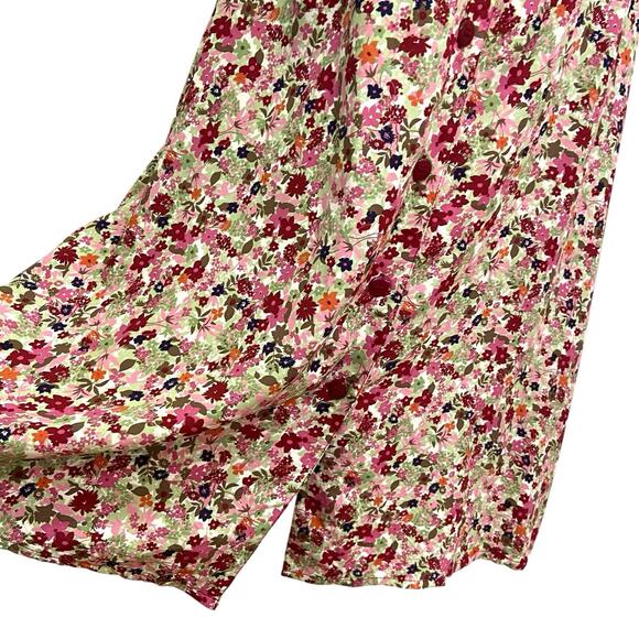 Christopher & Banks Burgundy Floral Rayon Button-Front Midi Skirt Women size 12 - Picture 4 of 11